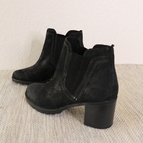 Clarks Leda Up Black Suede Ankle Boots Women’s Size 10 Chunky Block Heel - Picture 9 of 15